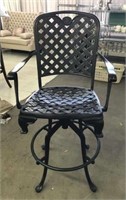 Swivel Wrought Iron Bar Stool with Foot Railing