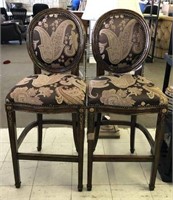 Balloon Back Bar Stools with Nailhead Trim,