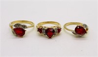 (3) Ruby Red Gemstone Rings