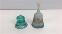 Two Fenton bells: one hand painted and signed