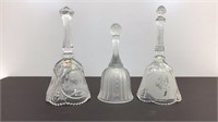 Glass / crystal bell lot: one is Fenton, one is
