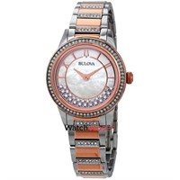Bulova Crystal Turnstyle Mother of Pearl Dial Two-