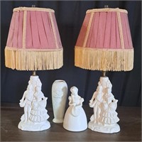 Victorian Couple Dancing Lamps, Girl Playing L