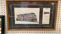 Signed and numbered matted print of an Amtrak