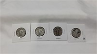 4 standing liberty silver quarters