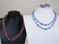 Vintage Crystal Double Strand Necklaces, Earrings