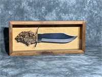 Burl Wood Handle Bowie Knife in Display Box