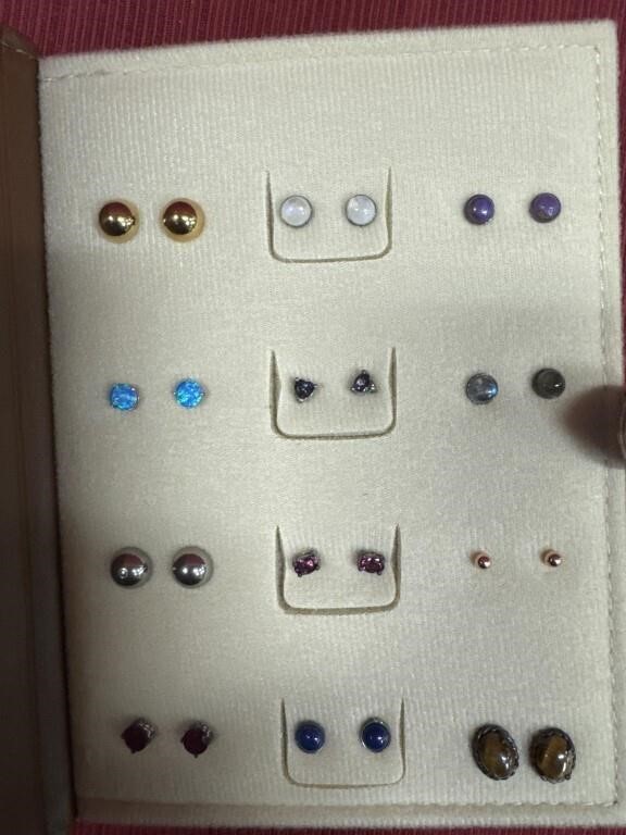 12 Pairs of Pierced Earrings and unmatched s