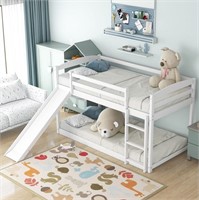 Lostcat Twin Over Twin Bunk Bed with Convertible S