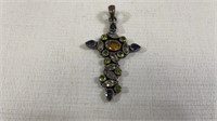 Large Multi Gemstone .925 Silver Pendent