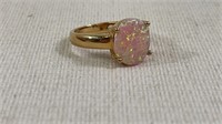 Gold Toned Lad Opal .925 Silver Ring