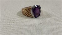Gold toned .925 Silver Amethyst Ladies Ring