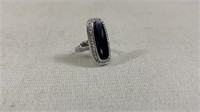 Ladies Sterling Silver Black Onyx Ring