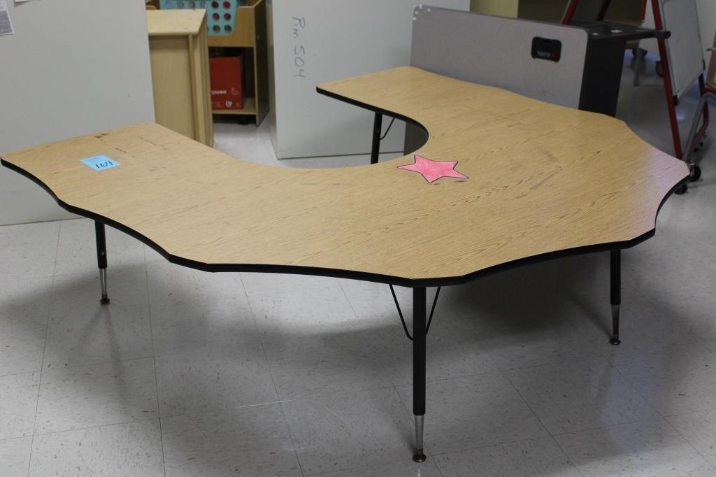 Wood and Metal Horseshoe Table