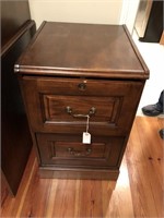 2 drawer walnut stained filing cabinet