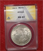 1921 Morgan Silver Dollar    MS63  ANACS