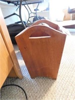 Square wooden waste basket, 16" tall