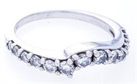 14kt White Gold Band Style Ring, 14 Diamonds = .50