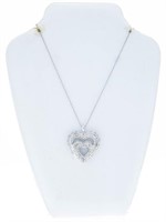 Sterling Silver Heart Pendant & chain - 175 Diamon