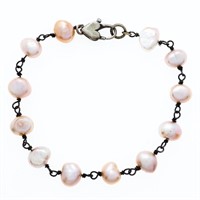 Pink FW Pearl Bracelet w/ heart