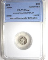 2016 .999 Fine Silver $100 NNC PR70 DCAM Replica