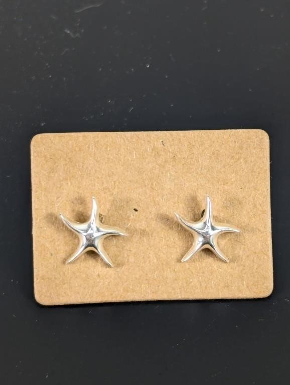 925 Sterling Silver SIgned FAS Starfish Earrings