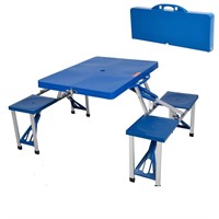 Portable Folding Picnic Table, 4 Seats, Blue