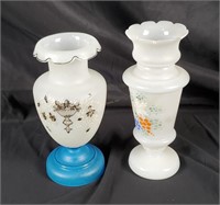 2 Vintage Milk Glass Vases