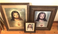 3 Framed Sacred Heart of Jesus Prints