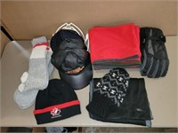 Box of mens socks hats gloves & more