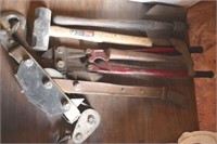 Bolt cutters, hammer, shovel, etc