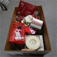 Box Lot of Christmas Candles & Ornaments