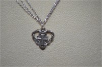 Sterling 3 Chain Heart & Maltese Cross Necklace