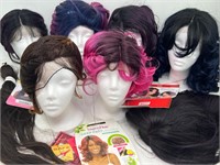 7 Lace Wigs, Styrofoam Heads - 4 are New w/ Tags