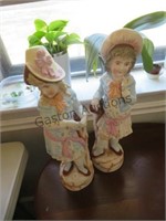 TALL PAIR OF PORCELAIN GIRL FIGURINES