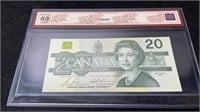 1991 Canadian 20 Dollar Bill BCS Graded 63