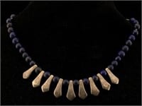 Sterling and Lapis Lazuli Indian Necklace 15 in