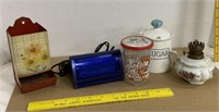 Tin Match Box Holder, Sugar Bowl, Mainstay Alarm
