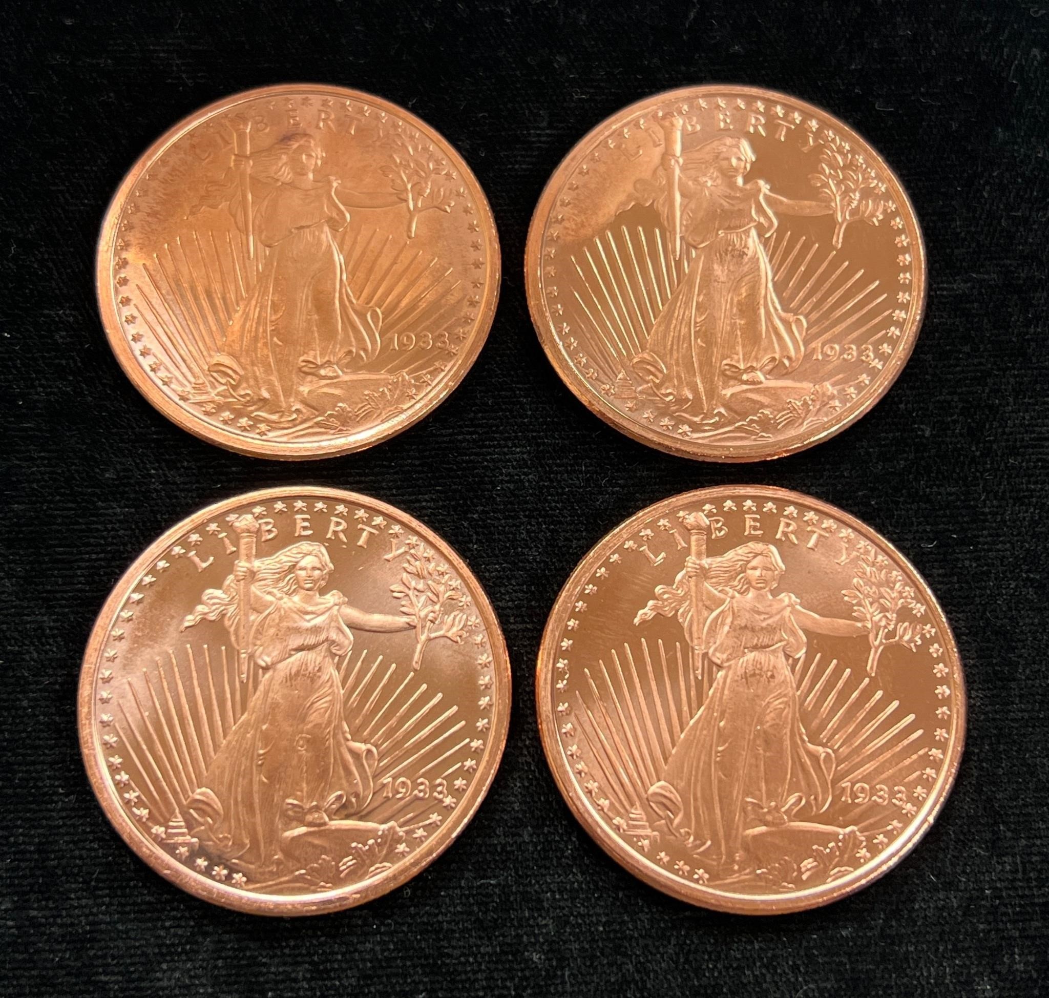 Lot of Four Golden State Mint 1 oz. Copper Rounds