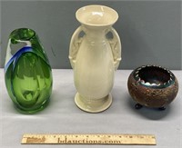 Art Glass & Pottery Vase Lot incl Carnival