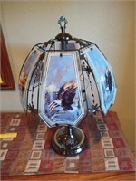 Touch Lamp with American Flag and Bald Eagle