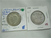 1950 & 51 50 CENT COINS