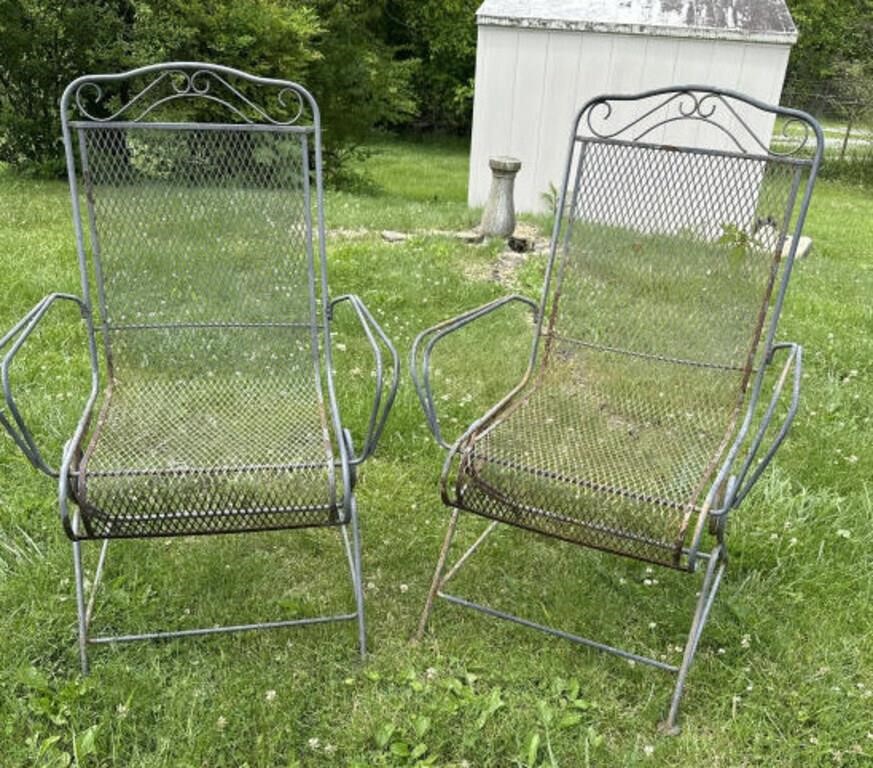 2 wrought iron chairs