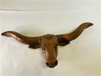 Vintage decorative wooden bull head