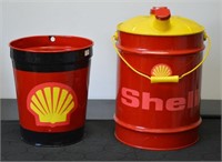 SHELL TRASH CAN PLUS 5 GALLON SHELL GAS CAN  13"