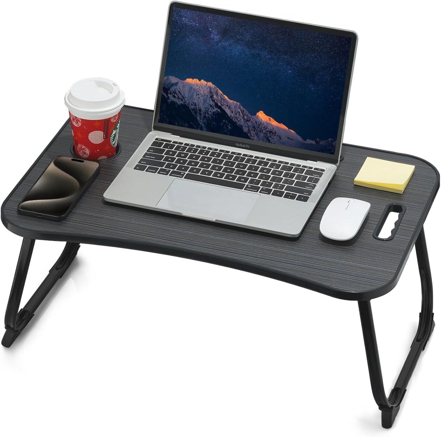 Foldable Laptop Bed Desk with Handle - Black