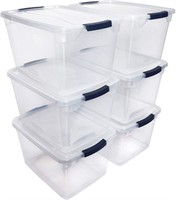 Pack of 6 Stackable Plastic Storage Containers