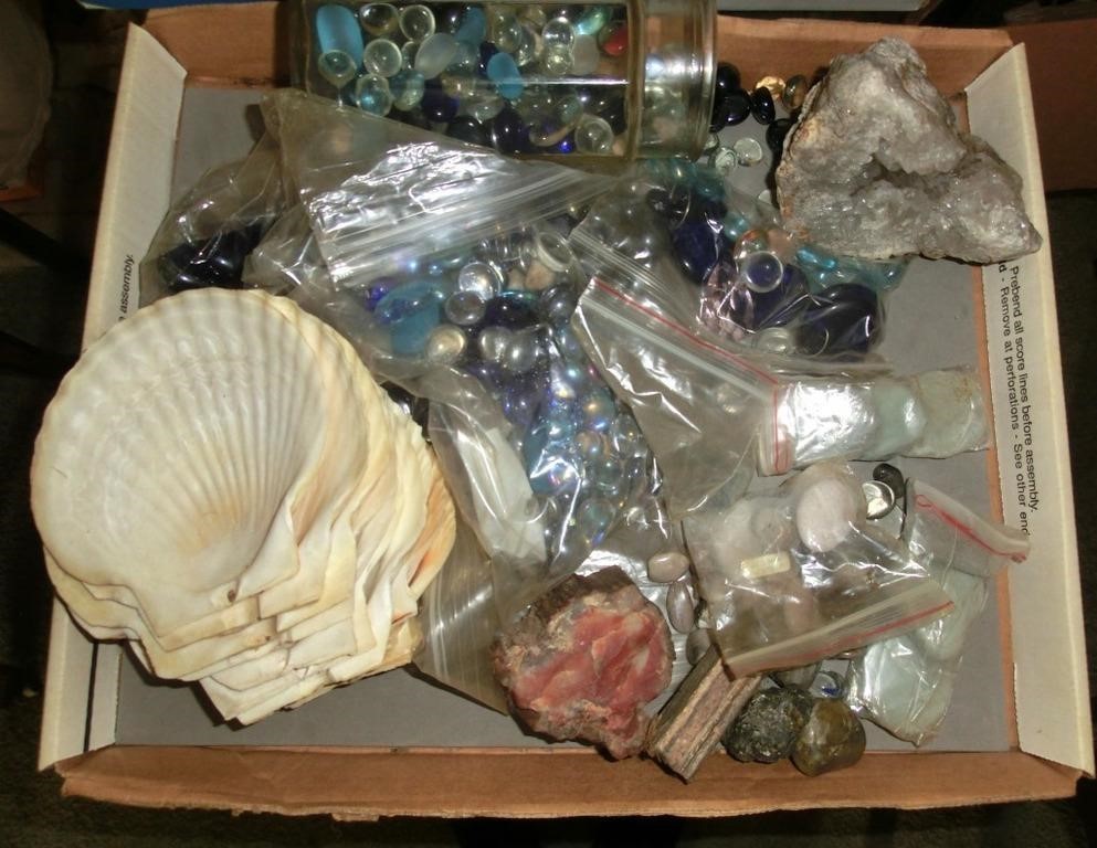 geode, shells, rocks, etc.