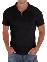 P299  GIRUNS Zipper Polo Men Stretch Shirt