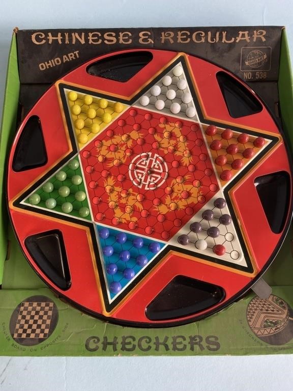 Mid Century Metal Chinese Checkers Board